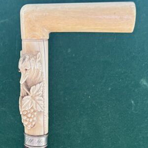 Canne pommeau équerre en ivoire avec cites